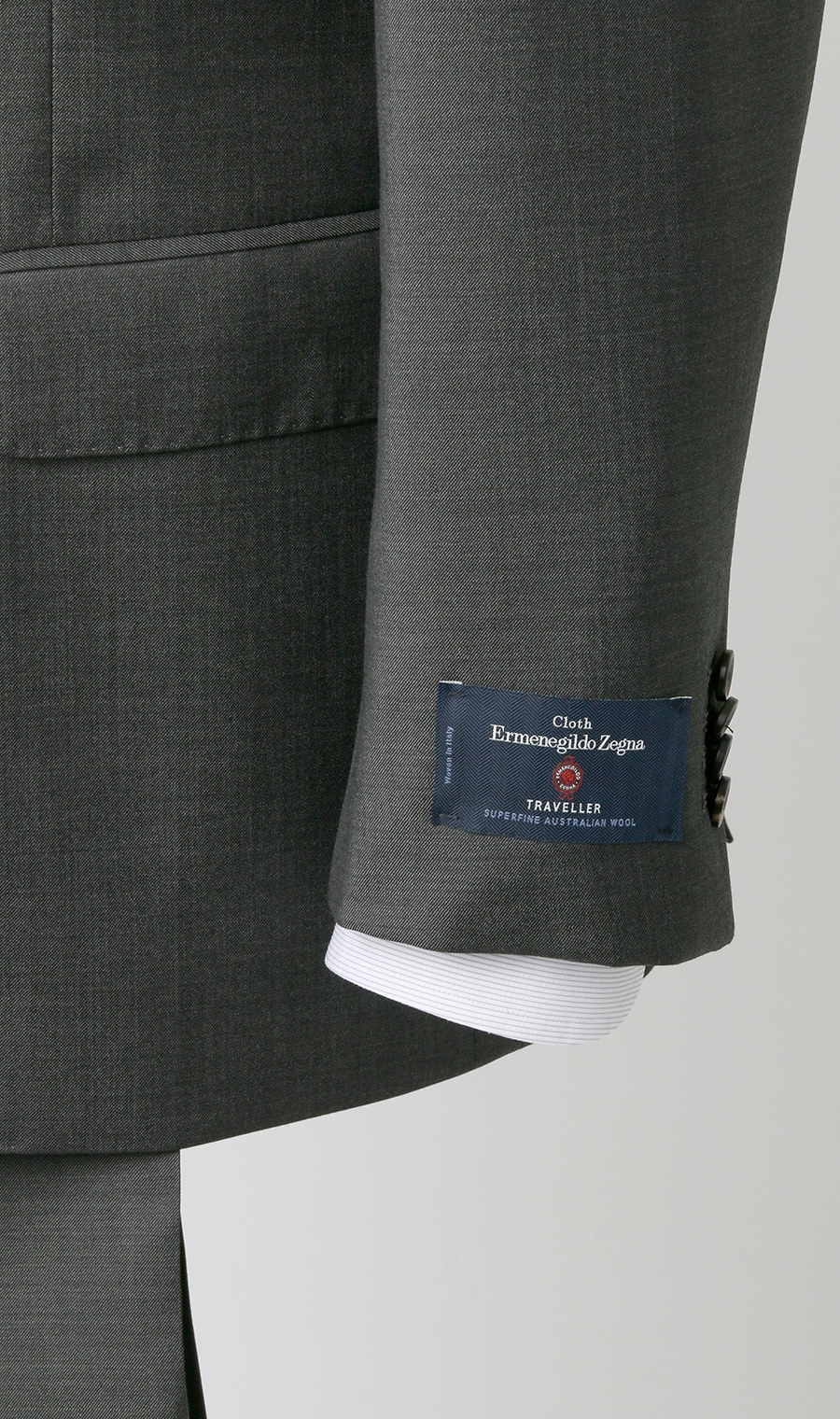プレミアムスタイリッシュスーツ【E,ZEGNA】【Traveller】 グレー 体型:AB体(がっちり型),号数（身長）:4号(165cm)