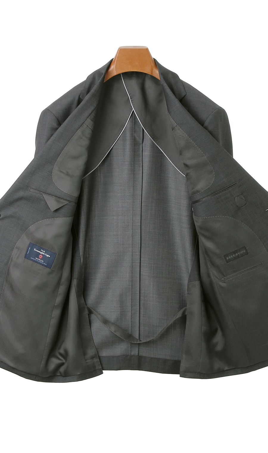 プレミアムスタイリッシュスーツ【E,ZEGNA】【Traveller】 グレー 体型:AB体(がっちり型),号数（身長）:4号(165cm)