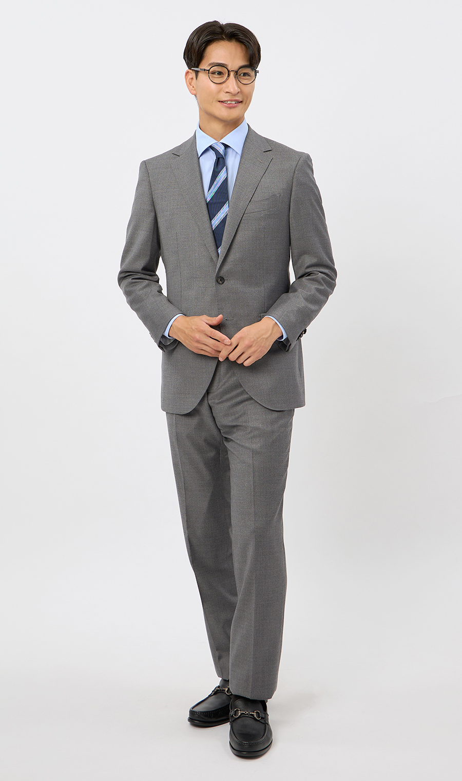 プレミアムスタイリッシュスーツ【Super140’s】 グレー 体型:YA体(スリム型),号数(身長):3号(160cm)