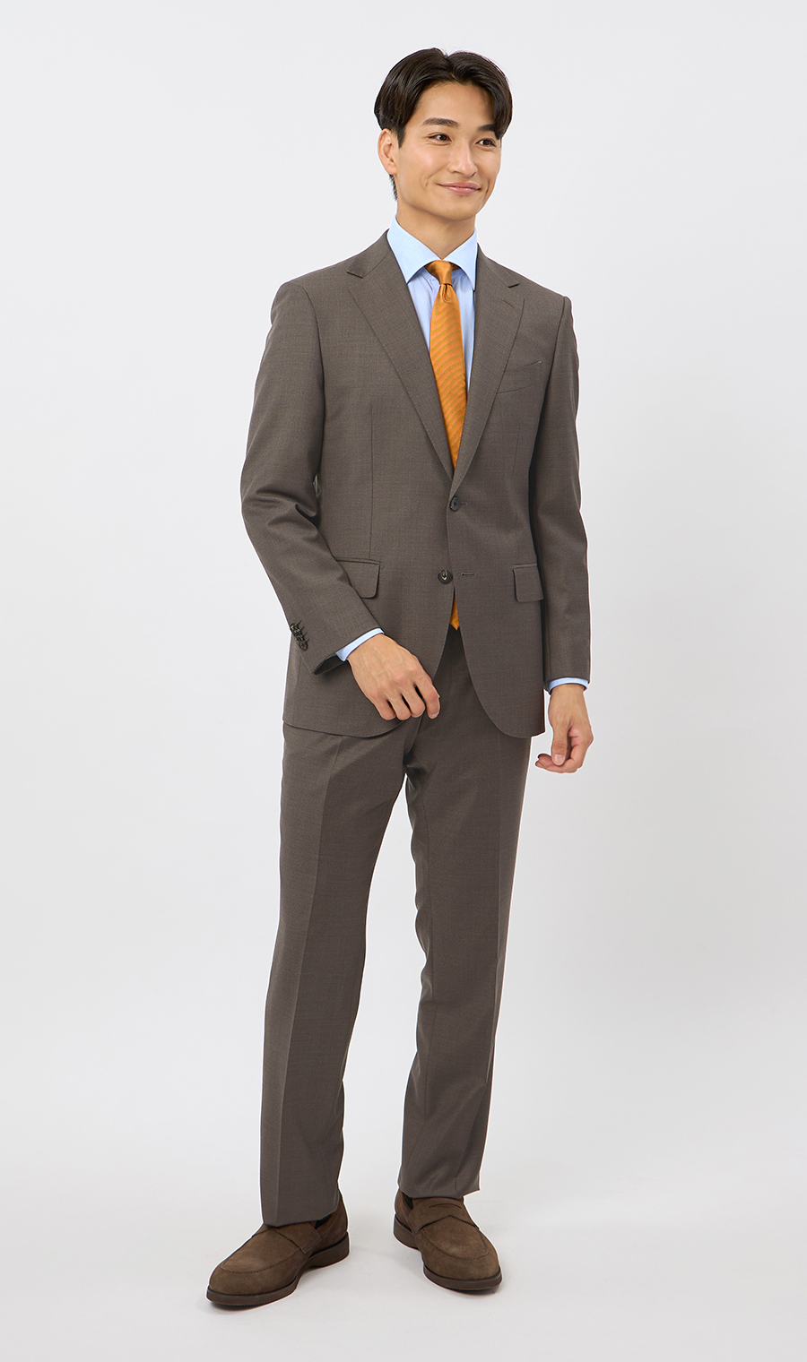 プレミアムスタイリッシュスーツ【Super140’s】 ブラウン 体型:YA体(スリム型),号数（身長）:3号(160cm)