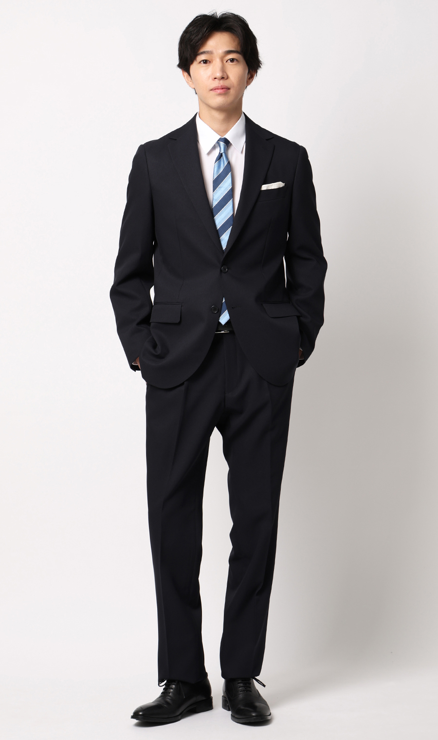 スタイリッシュスーツ【ウォッシャブル】 ネイビー 体型:YA体(スリム型),号数（身長）:4号(165cm)