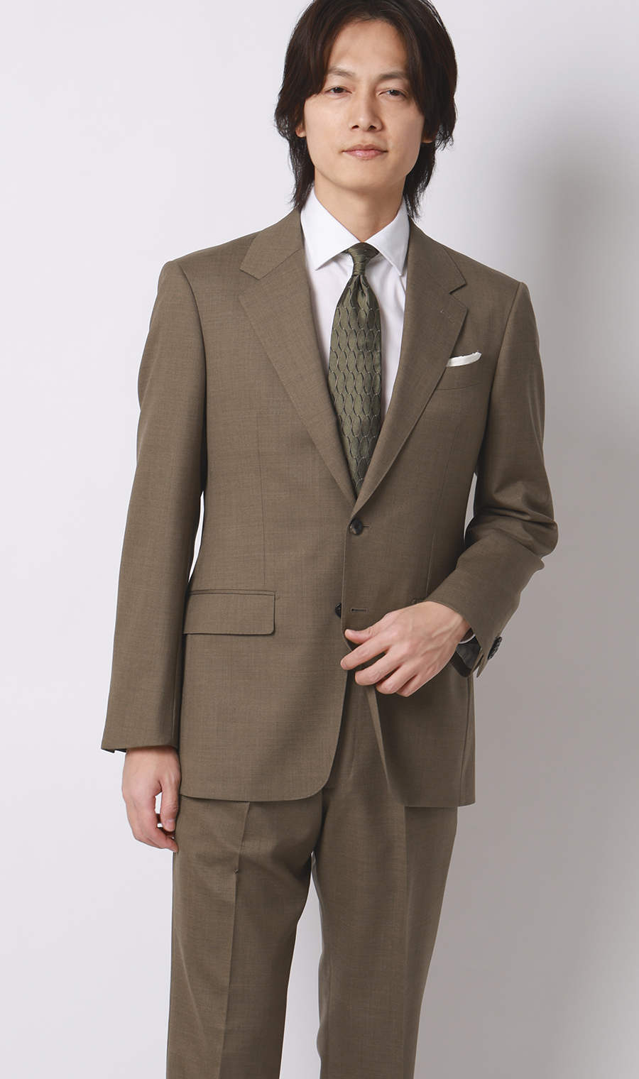 プレミアムスタイリッシュスーツ【GUABELLO】 ベージュ 体型:A体(標準型),号数（身長）:4号(165cm)