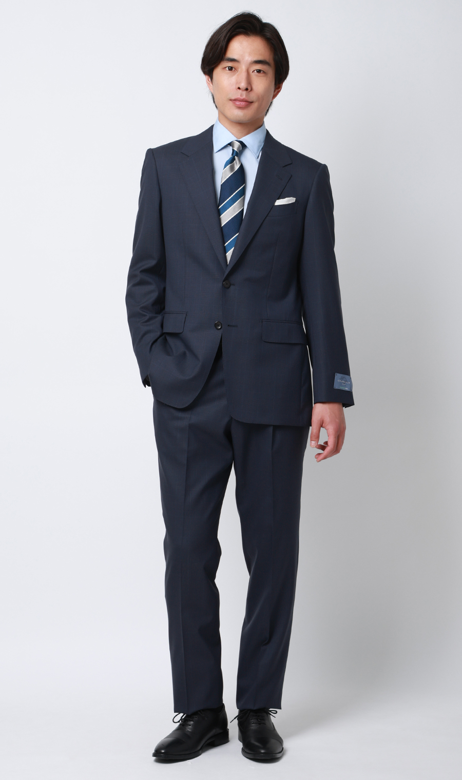 プレミアムスタイリッシュスーツ【GUABELLO】 ネイビー 体型:A体(標準型),号数（身長）:4号(165cm)