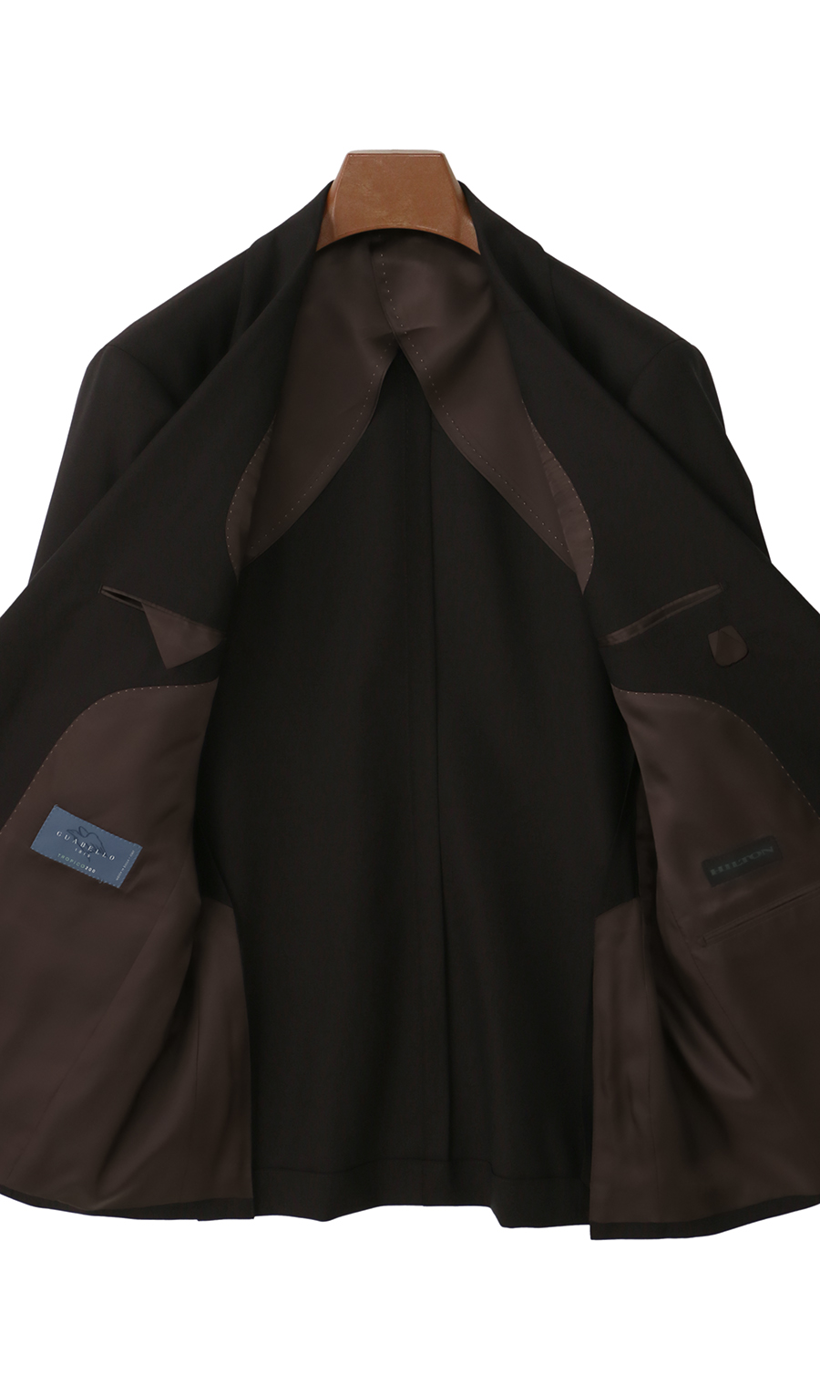 プレミアムスタイリッシュスーツ【GUABELLO】 ブラウン 体型:A体(標準型),号数(身長):4号(165cm)