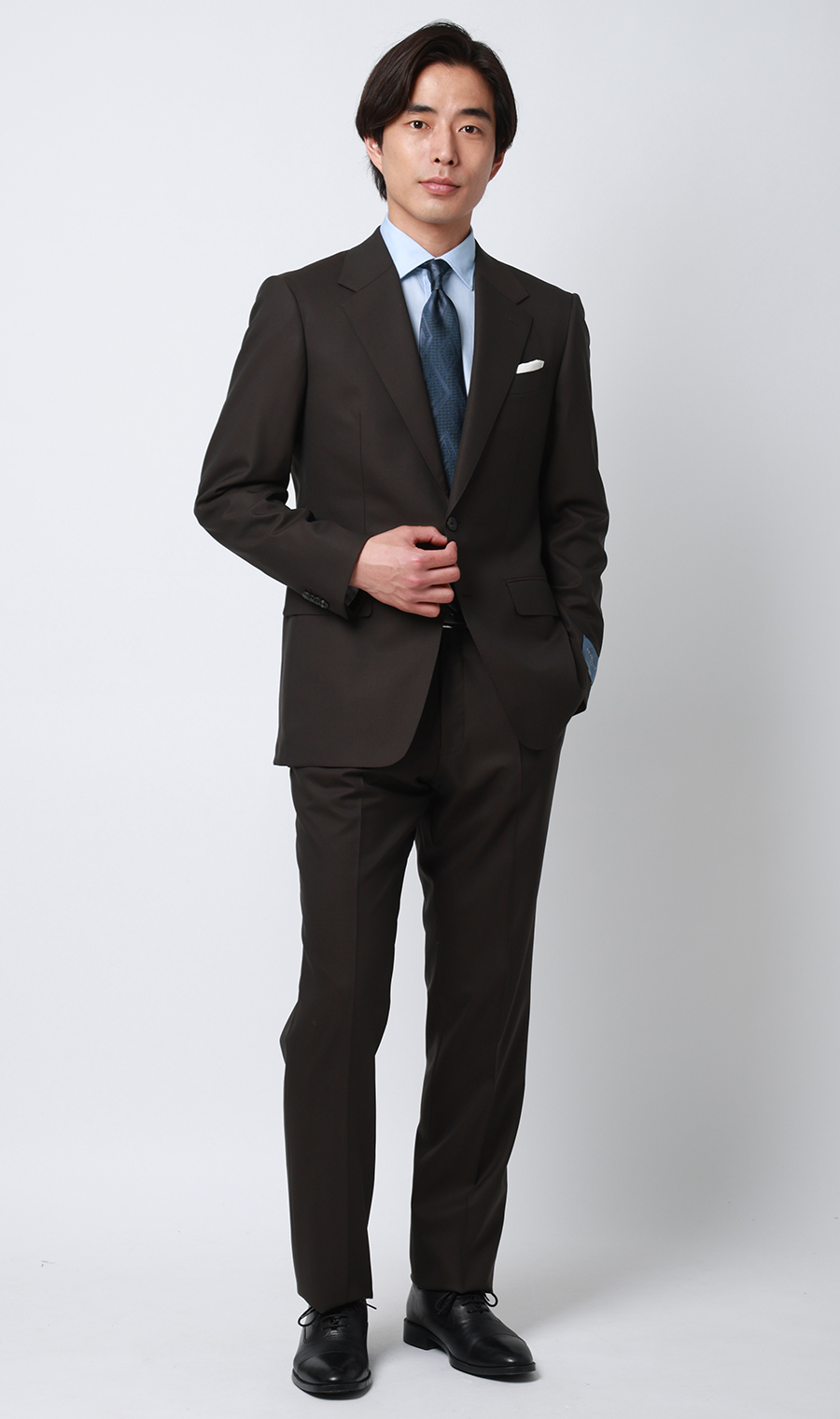 プレミアムスタイリッシュスーツ【GUABELLO】 ブラウン 体型:A体(標準型),号数（身長）:4号(165cm)