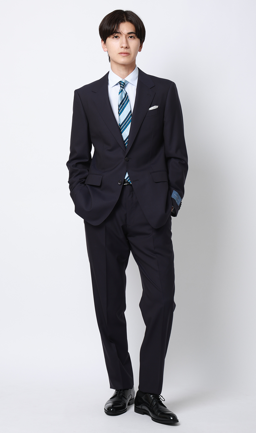 プレミアムスタイリッシュスーツ【GUABELLO】 ネイビー 体型:A体(標準型),号数（身長）:4号(165cm)