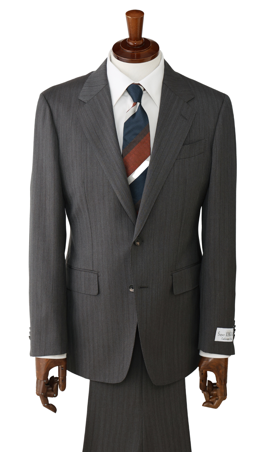 プレミアムスタイリッシュスーツ【Super130’s Wool Cashmere Blend】 グレー 体型:A体(標準型),号数（身長）:4号(165cm)