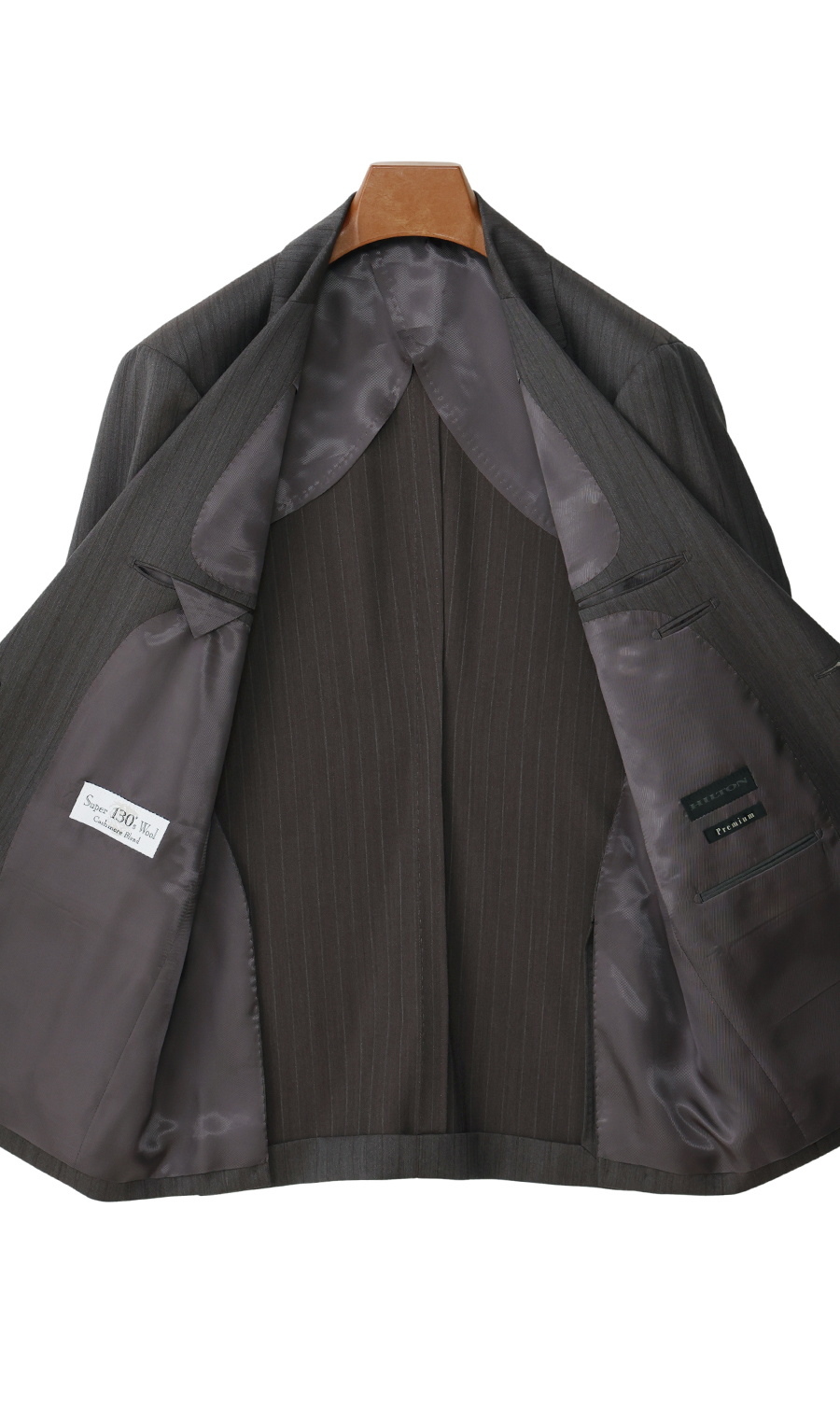 プレミアムスタイリッシュスーツ【Super130’s Wool Cashmere Blend】 グレー 体型:A体(標準型),号数（身長）:4号(165cm)