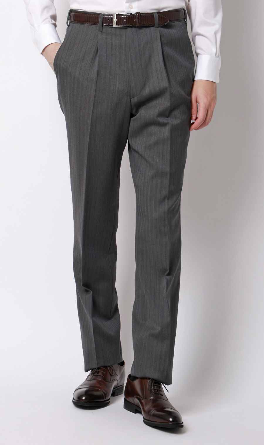 プレミアムスタイリッシュスーツ【Super130’s Wool Cashmere Blend】 グレー 体型:A体(標準型),号数（身長）:4号(165cm)