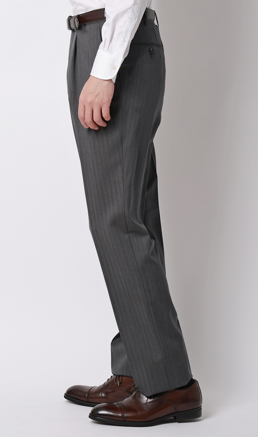プレミアムスタイリッシュスーツ【Super130’s Wool Cashmere Blend】 グレー 体型:A体(標準型),号数（身長）:4号(165cm)
