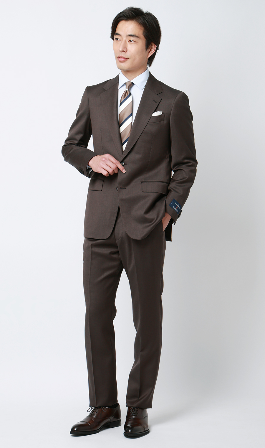 プレミアムスタイリッシュスーツ【Ermenegildo Zegna】 ブラウン 体型:A体(標準型),号数（身長）:5号(170cm)
