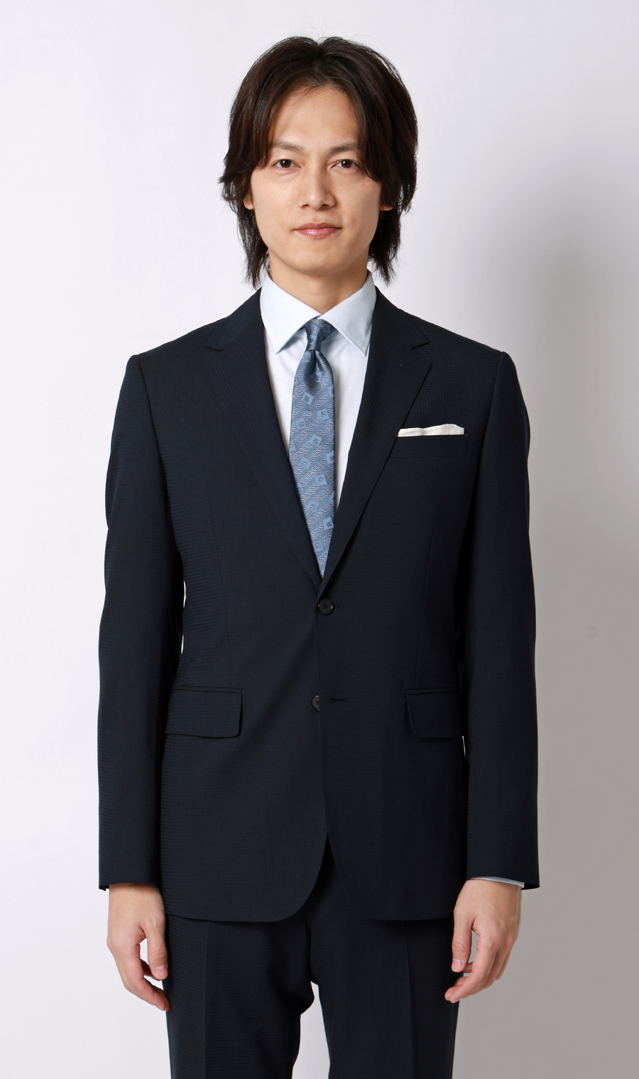 スタイリッシュスーツ【清涼】【ウォッシャブル】 ネイビー 体型:YA体(スリム型),号数（身長）:3号(160cm)