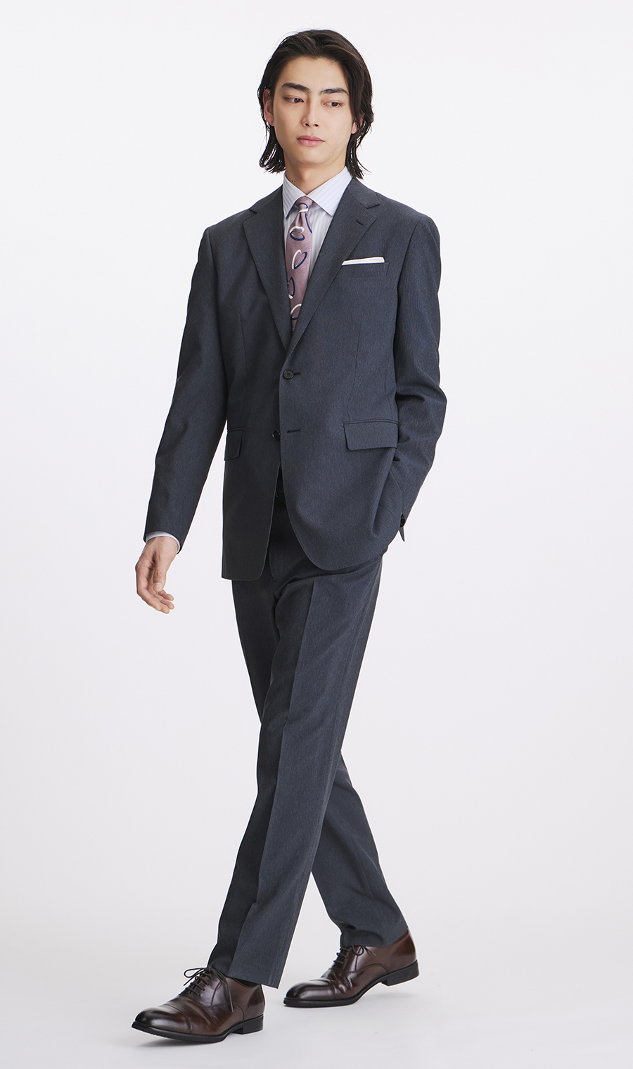 スタイリッシュスーツ【肩くるしくないスーツ】【Plastics Smart】 ネイビー 体型:YA体(スリム型),号数(身長):4号(165cm)