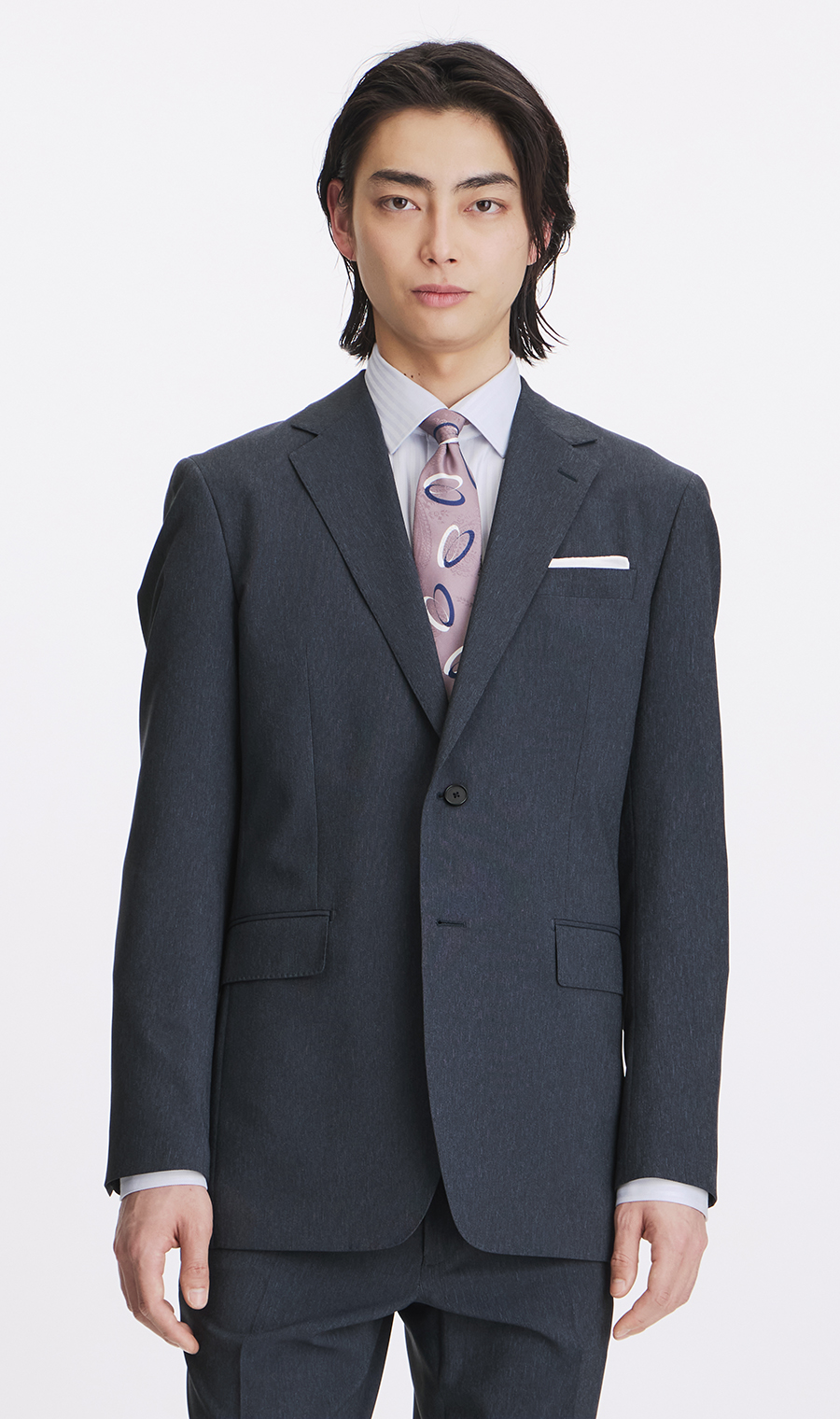 スタイリッシュスーツ【肩くるしくないスーツ】【Plastics Smart】 ネイビー 体型:YA体(スリム型),号数(身長):4号(165cm)