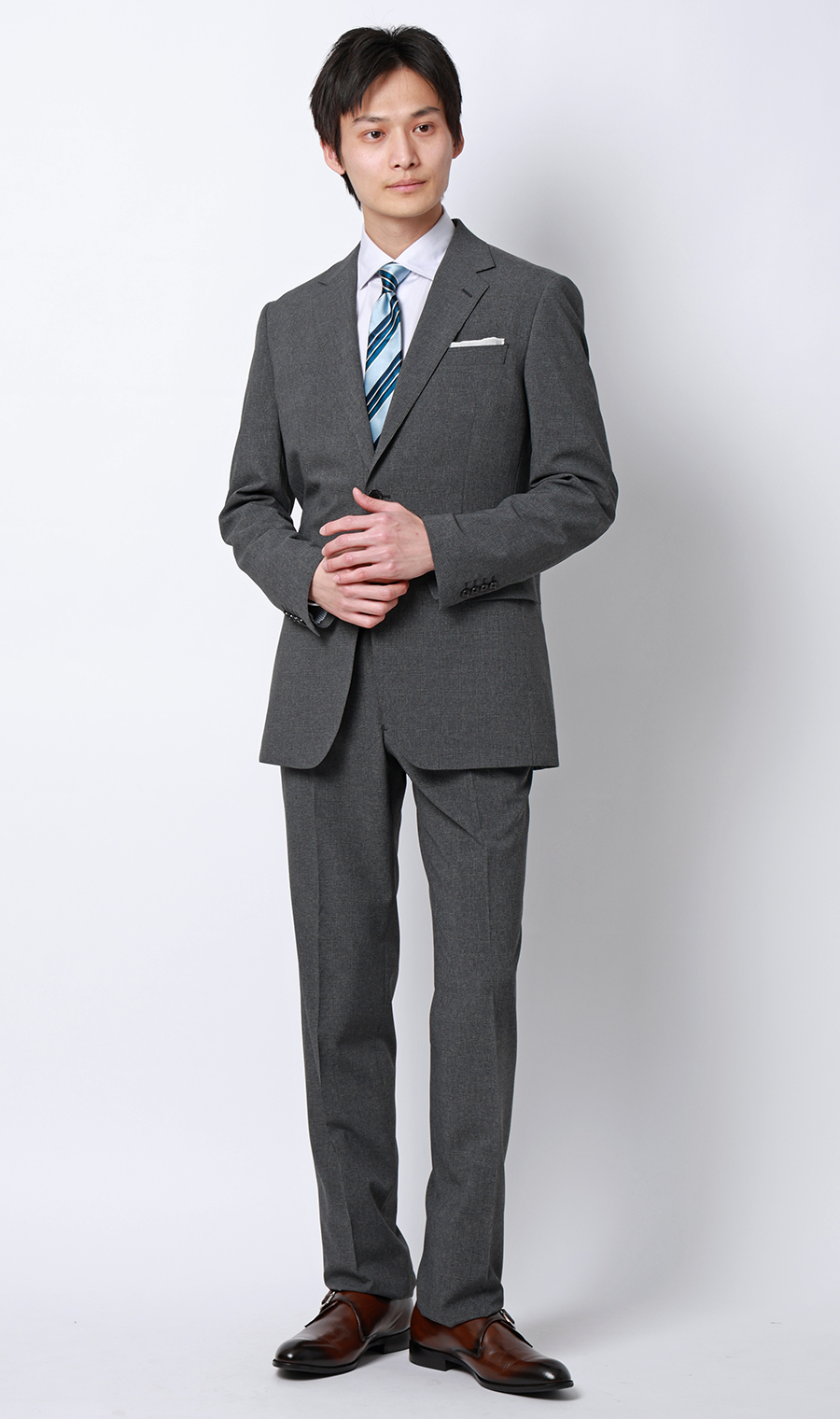 スタイリッシュスーツ【肩くるしくないスーツ】【Plastics Smart】 グレー 体型:YA体(スリム型),号数（身長）:3号(160cm)
