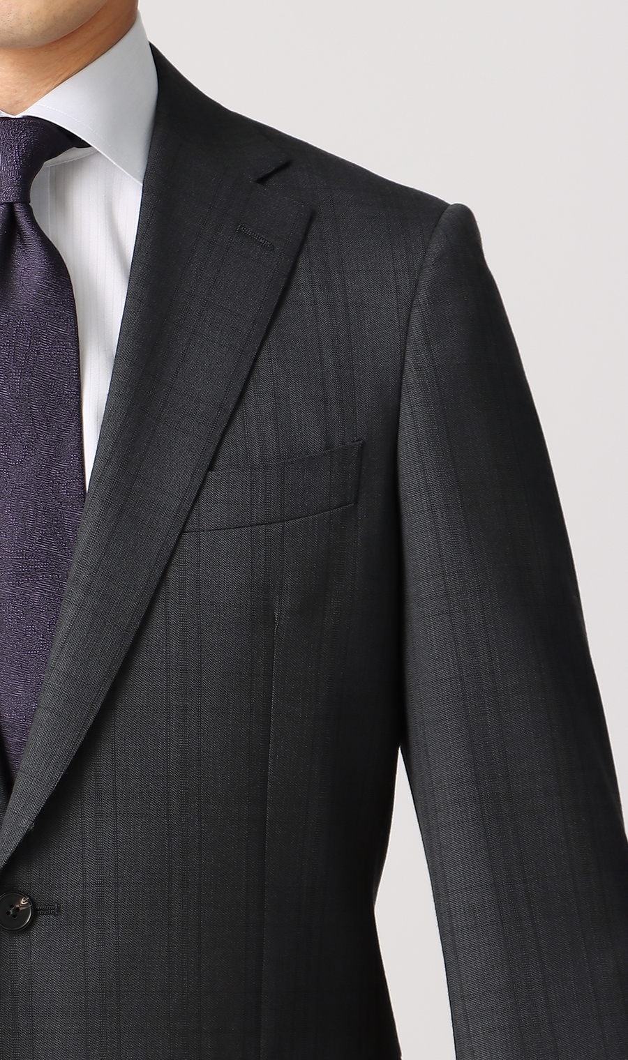 プレミアムスタイリッシュスーツ《ZQメリノウール》 グレー 体型:AB体(がっちり型),号数（身長）:7号(180cm)