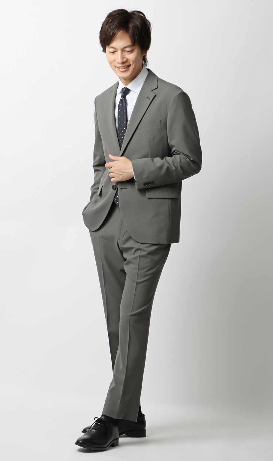 【みんなのスーツ】スタイリッシュスーツ【裾上げ済み】 グレー Wide 3L