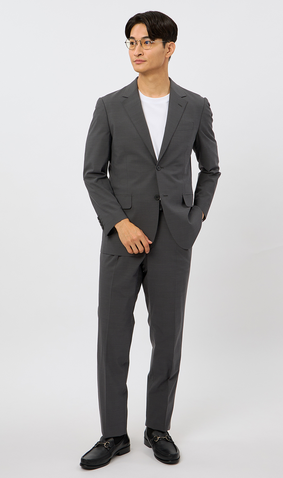 スタイリッシュスーツ【#すごスーツ】【清涼】【Plastics Smart】 グレー 体型:YA体(スリム型),号数(身長):4号(165cm)