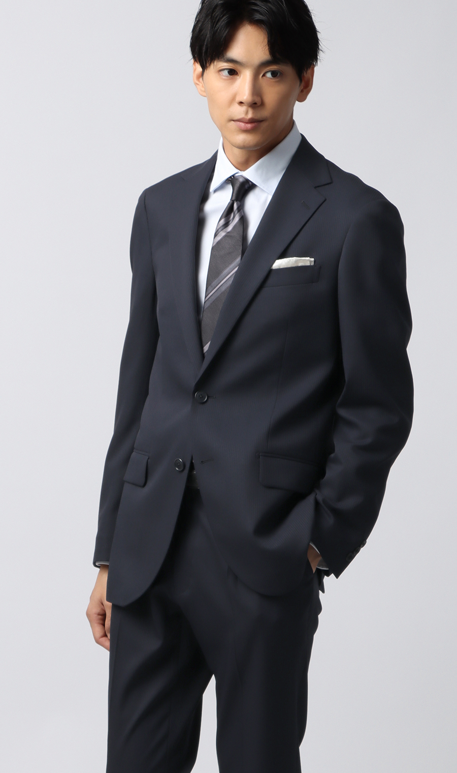スタイリッシュスーツ【ウォッシャブル】 ネイビー 体型:YA体(スリム型),号数（身長）:3号(160cm)