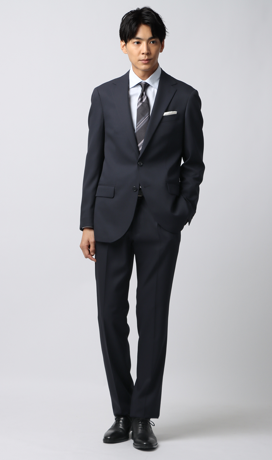 スタイリッシュスーツ【ウォッシャブル】 ネイビー 体型:YA体(スリム型),号数（身長）:3号(160cm)