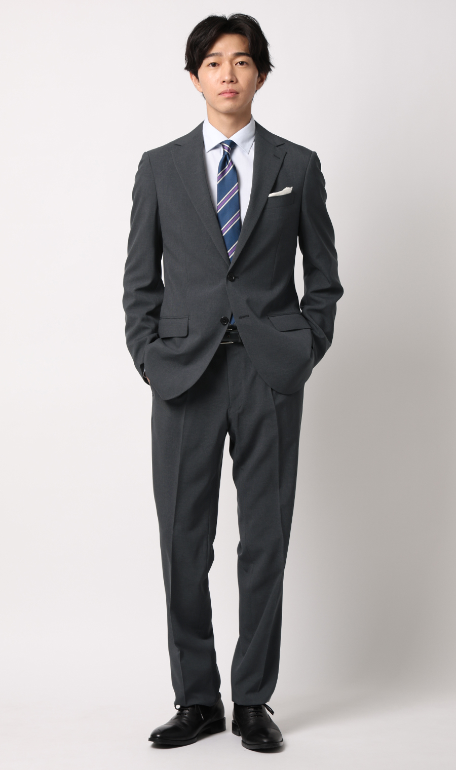 スタイリッシュスーツ【ウォッシャブル】 チャコール 体型:YA体(スリム型),号数（身長）:4号(165cm)