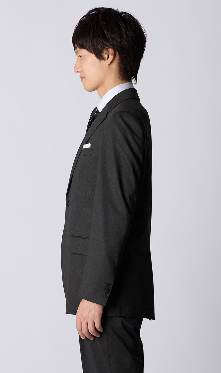ゼロプレッシャーテーラー【シングル2ボタンスーツ】【裾上げ済み】 チャコール 体型:A体(標準型),号数（身長）:4号(165cm)