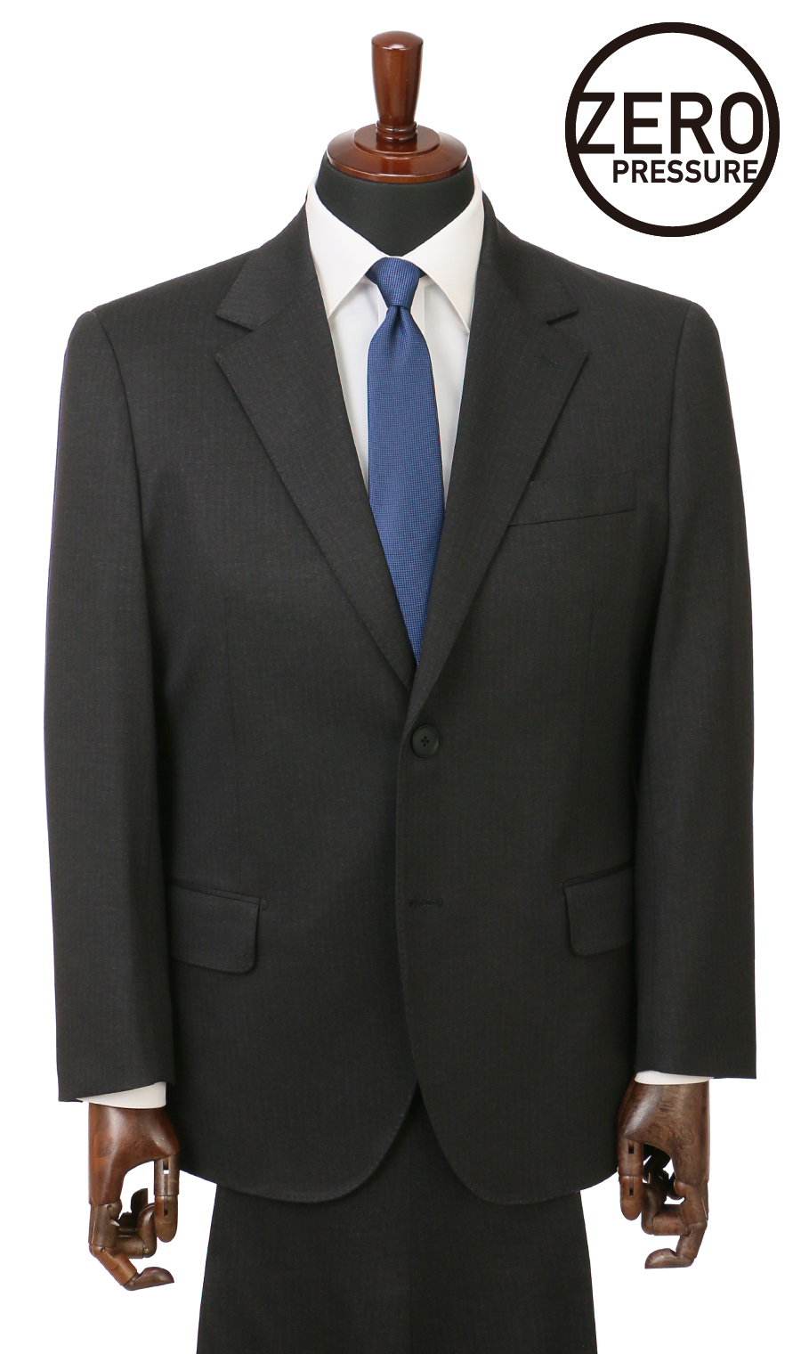 零壓力裁縫 【King&Toll】 【單人2鈕扣套裝】 【褲管已修改】 炭灰色體型:E體 (大尺碼)，號數 (身高) :4號 (165cm)