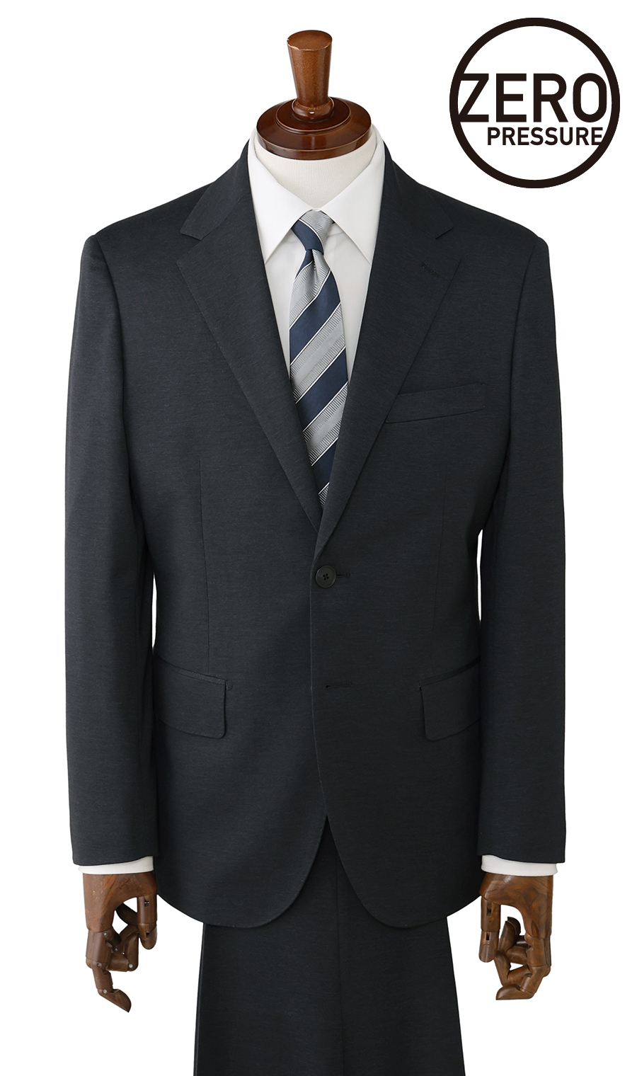 ゼロプレッシャーテーラー【シングル2ボタンスーツ】【裾上げ済み】 ネイビー 体型:A体(標準型),号数(身長):4号(165cm)