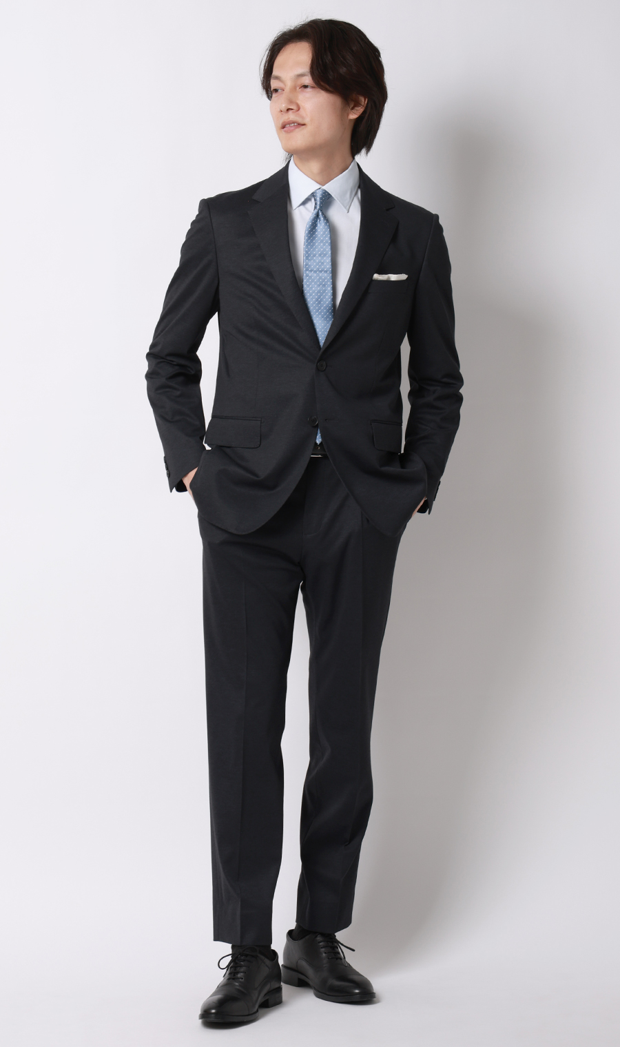 ゼロプレッシャーテーラー【シングル2ボタンスーツ】【裾上げ済み】 ネイビー 体型:BE体(ゆったり型),号数(身長):7号(180cm)