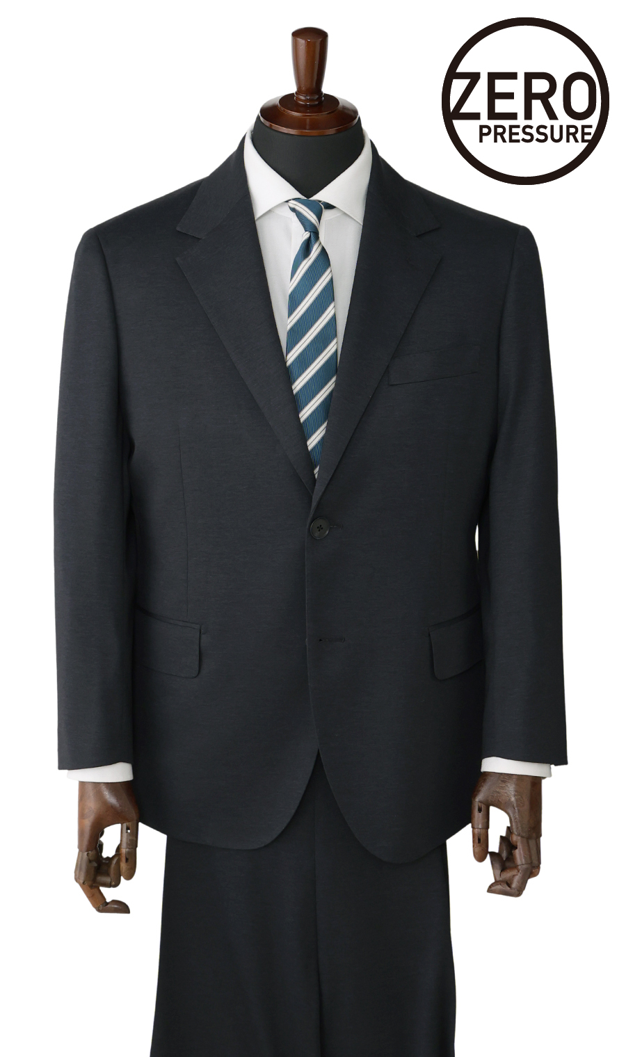 ゼロプレッシャーテーラー【キング&トール】【シングル2ボタンスーツ】【裾上げ済み】 ネイビー 体型:E体(大きいサイズ),号数(身長):4号(165cm)
