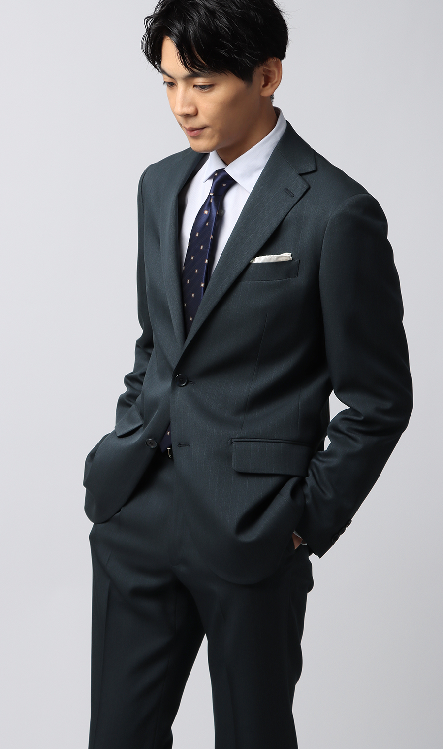 スタイリッシュスーツ【ツーパンツ】【ウォッシャブル】 ネイビー 体型:YA体(スリム型),号数（身長）:3号(160cm)