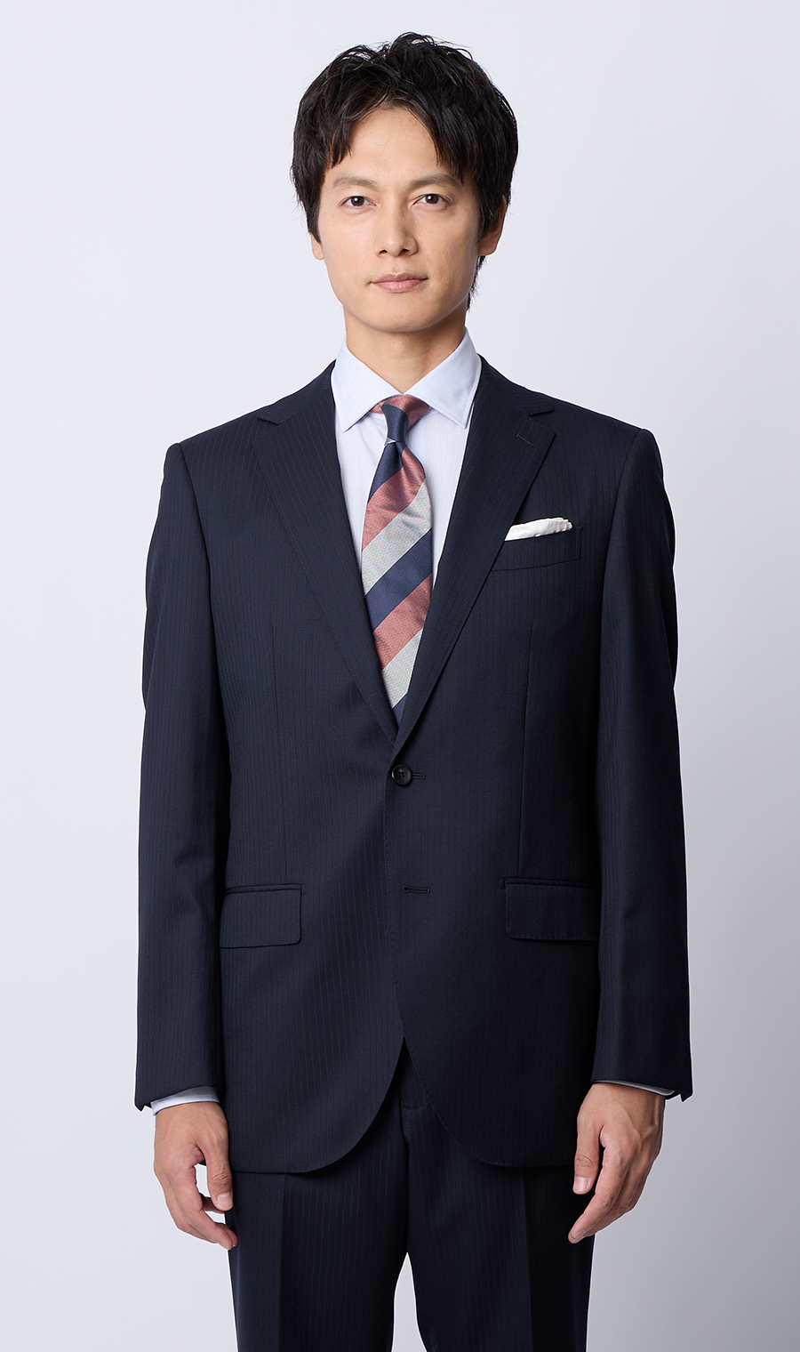 プレミアムスタイリッシュスーツ【ツーパンツ】【Super100’s】 ネイビー 体型:YA体(スリム型),号数（身長）:3号(160cm)