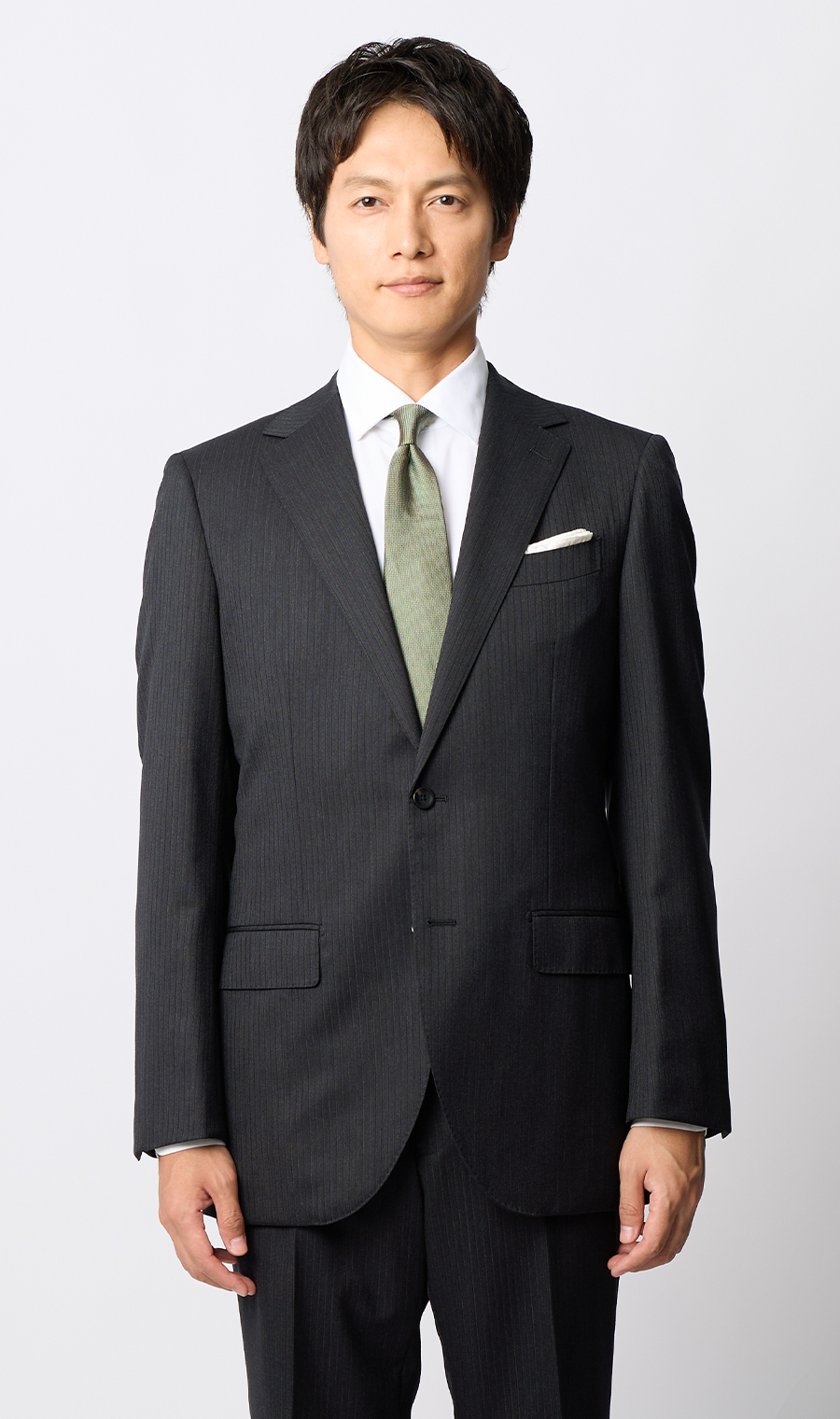 プレミアムスタイリッシュスーツ【ツーパンツ】【Super100’s】 チャコール 体型:YA体(スリム型),号数（身長）:3号(160cm)