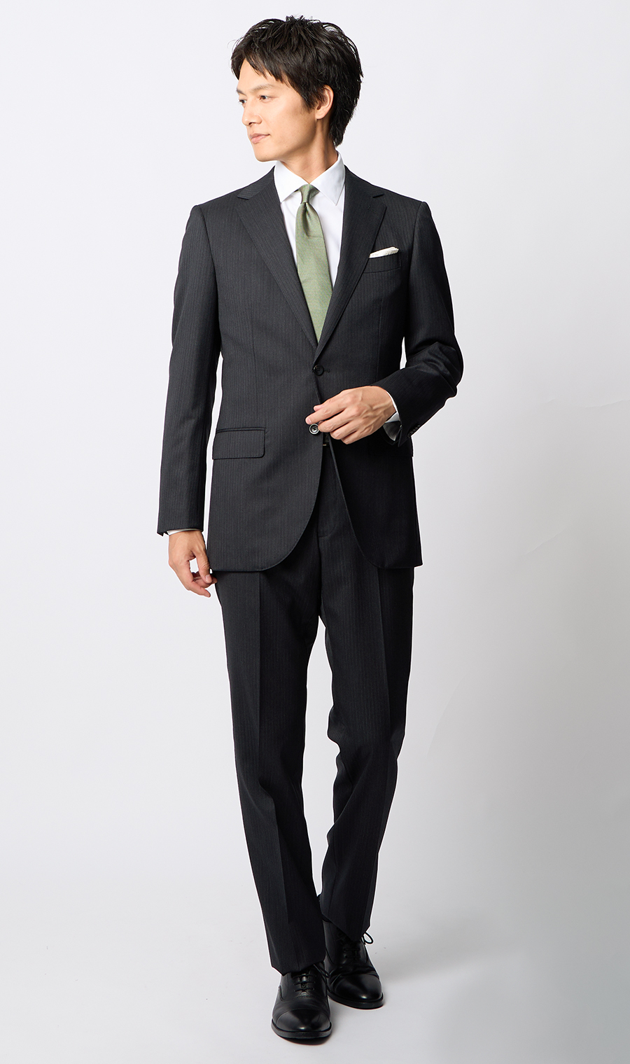 プレミアムスタイリッシュスーツ【ツーパンツ】【Super100’s】 チャコール 体型:YA体(スリム型),号数（身長）:3号(160cm)