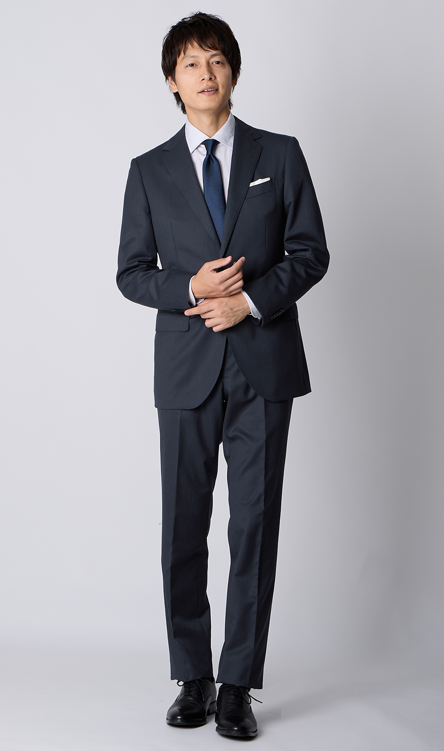 プレミアムスタイリッシュスーツ【ツーパンツ】【Super100’s】 ネイビー 体型:YA体(スリム型),号数（身長）:3号(160cm)