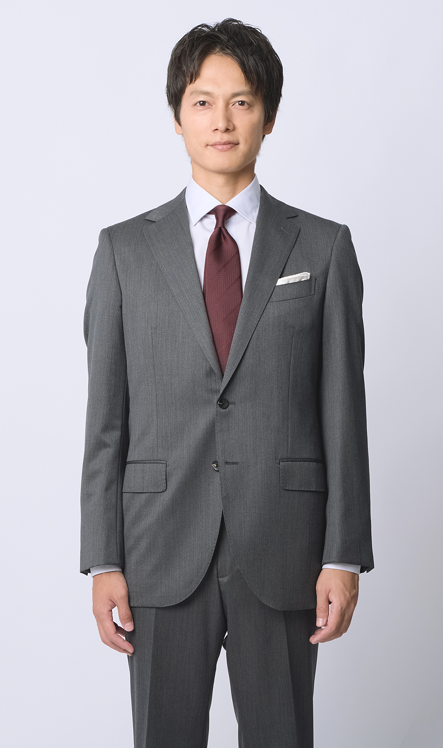 プレミアムスタイリッシュスーツ【ツーパンツ】【Super100’s】 グレー 体型:YA体(スリム型),号数（身長）:3号(160cm)