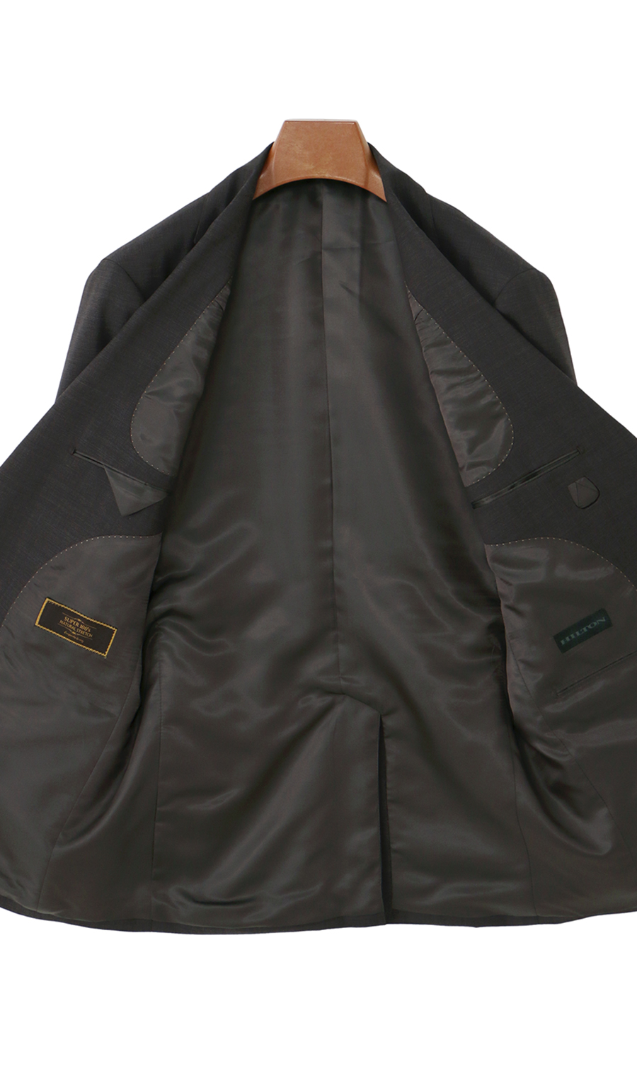 プレミアムスタイリッシュスーツ【ツーパンツ】【Super100's】【HILTON】 ブラウン 体型:YA体(スリム型),号数(身長):3号(160cm)
