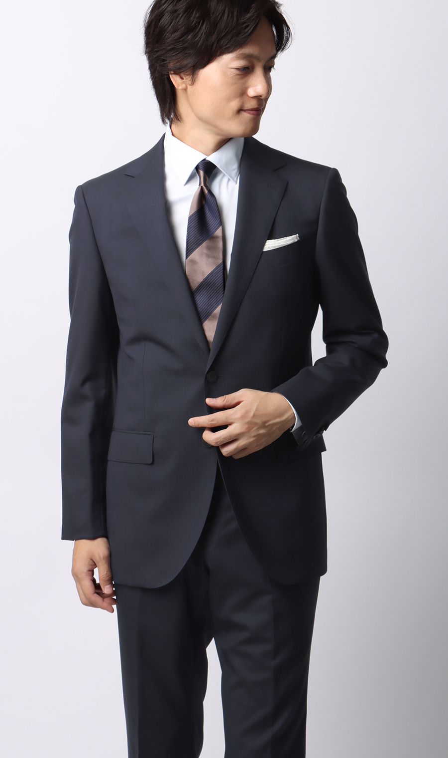 プレミアムスタイリッシュスーツ【ツーパンツ】【Super110's】 ネイビー 体型:YA体(スリム型),号数（身長）:3号(160cm)