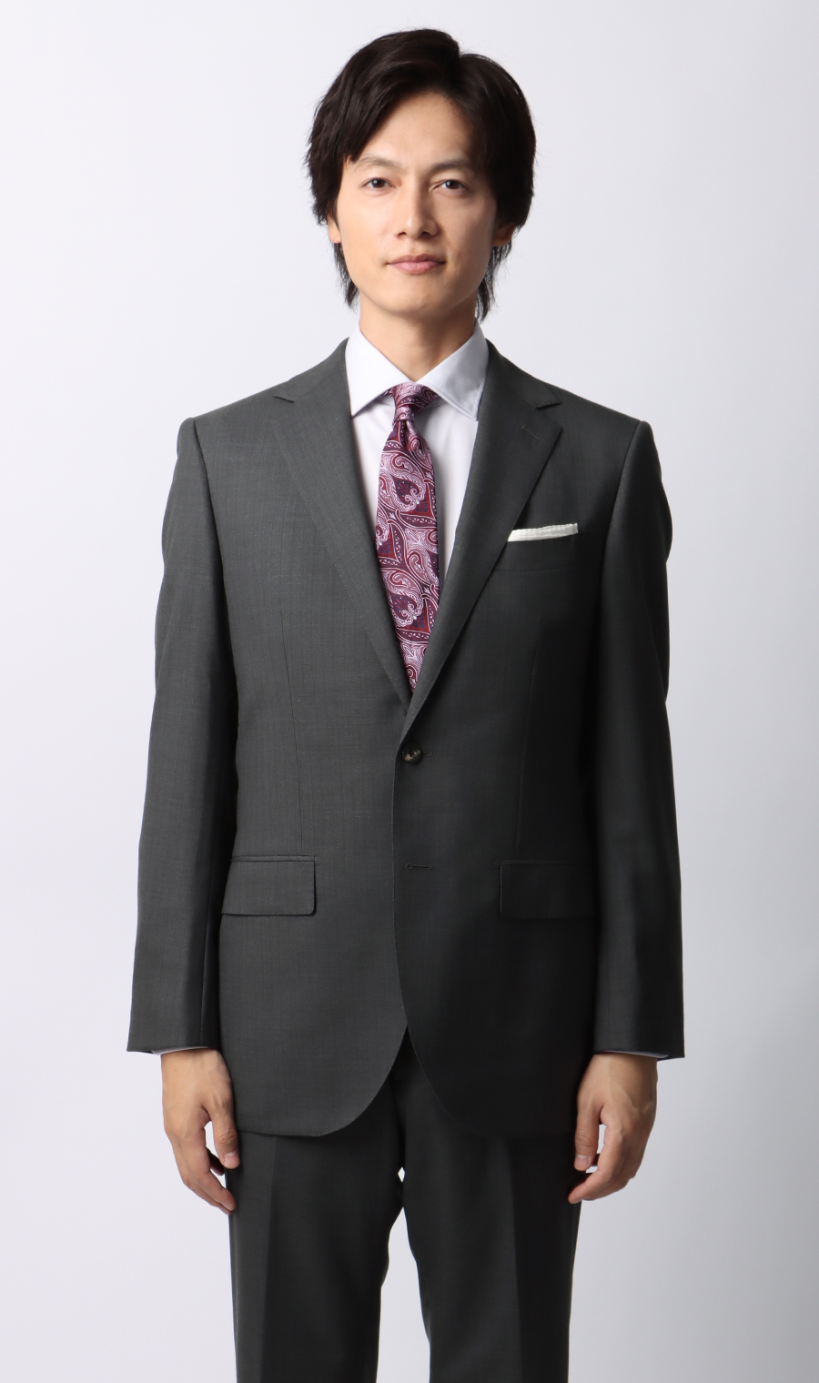 プレミアムスタイリッシュスーツ【ツーパンツ】【Super110's】 グレー 体型:YA体(スリム型),号数（身長）:3号(160cm)