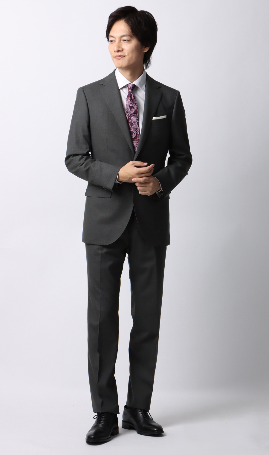 プレミアムスタイリッシュスーツ【ツーパンツ】【Super110's】 グレー 体型:YA体(スリム型),号数（身長）:3号(160cm)
