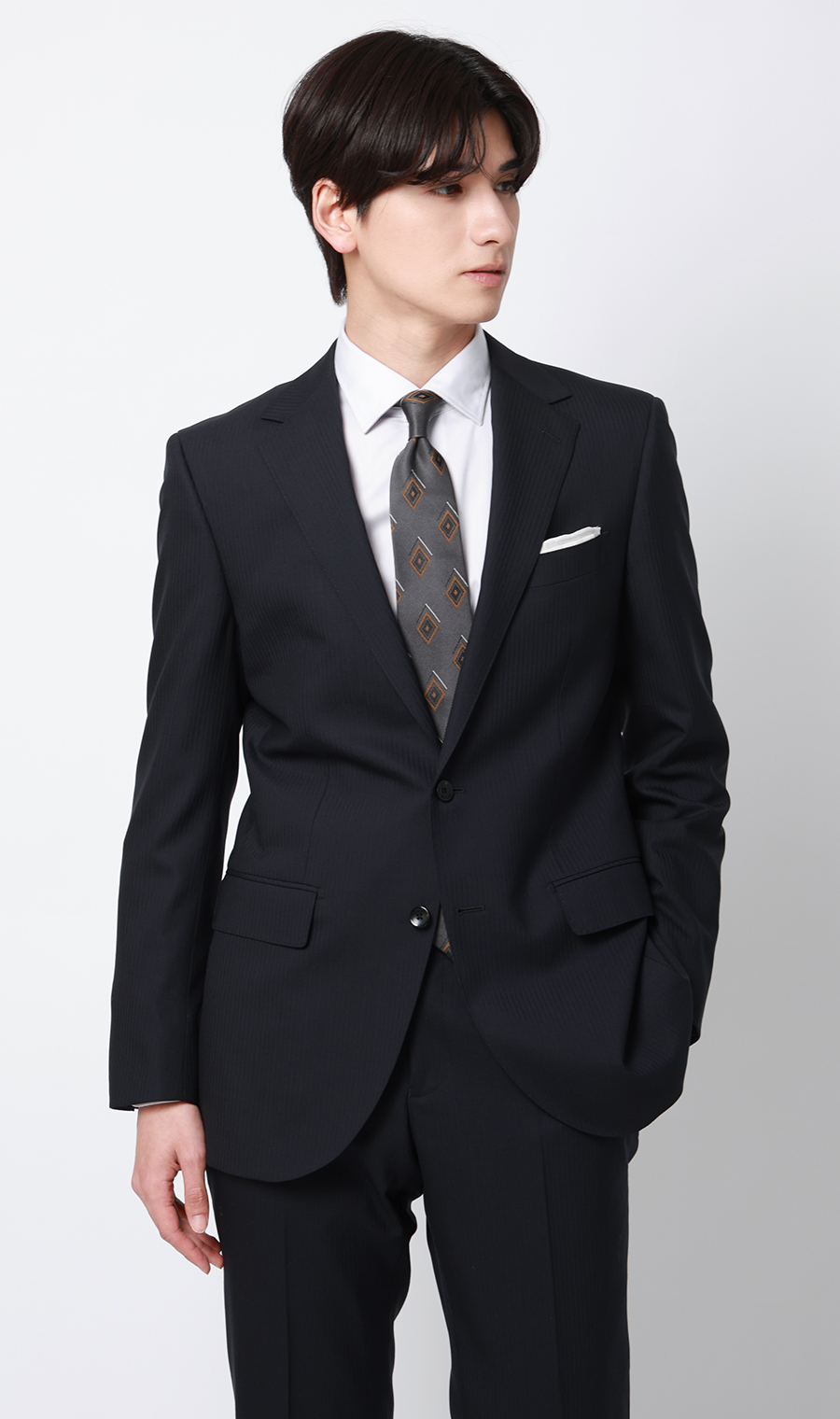 プレミアムスタイリッシュスーツ【ツーパンツ】【Super100's】 ネイビー 体型:YA体(スリム型),号数(身長):4号(165cm)