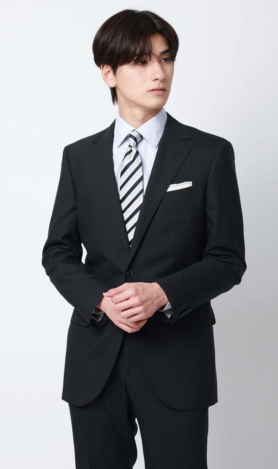 プレミアムスタイリッシュスーツ【ツーパンツ】【Super100's】 ネイビー 体型:YA体(スリム型),号数(身長):4号(165cm)