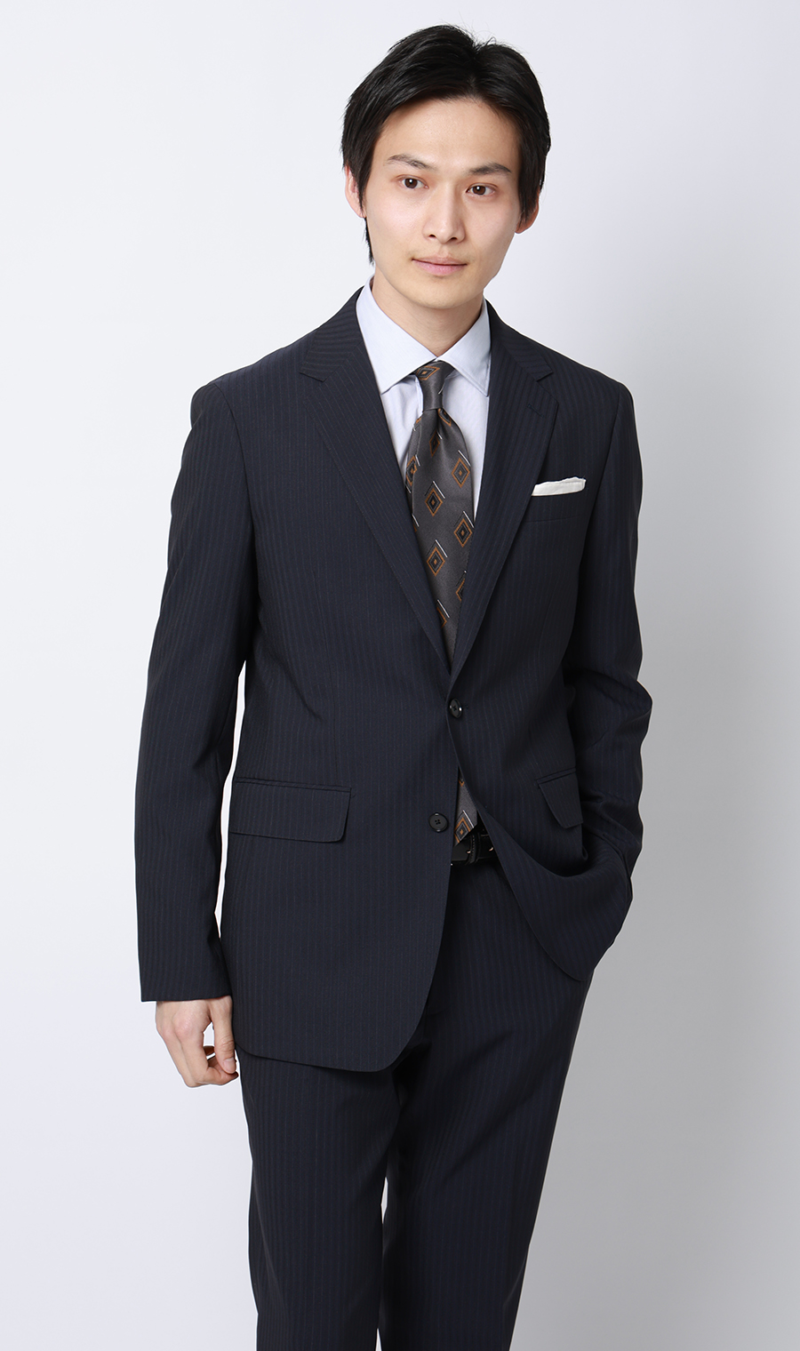 スタイリッシュスーツ【肩くるしくないスーツ】【ツーパンツ】【Plastics Smart】 ネイビー 体型:YA体(スリム型),号数（身長）:3号(160cm)