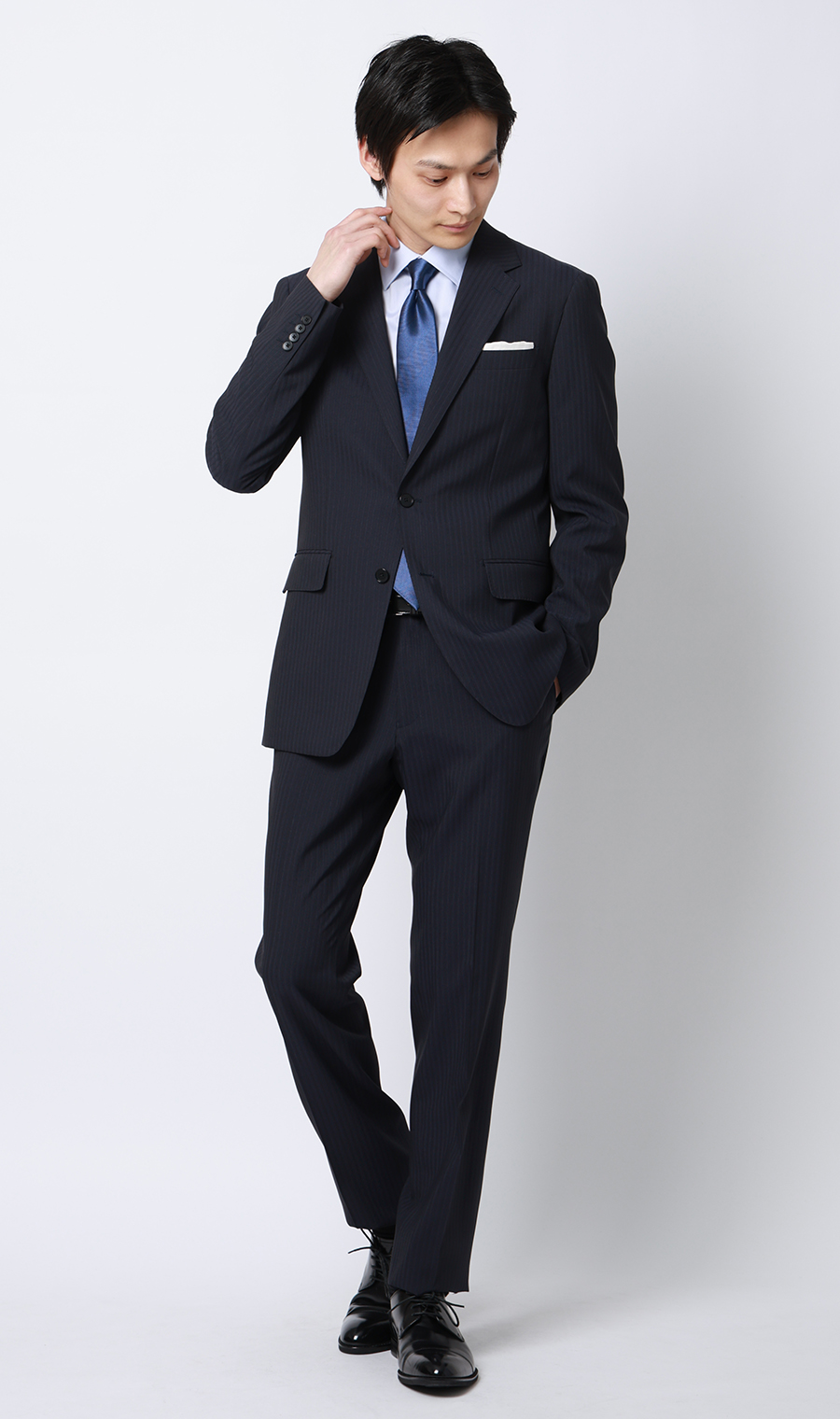 スタイリッシュスーツ【肩くるしくないスーツ】【ツーパンツ】【Plastics Smart】 ネイビー 体型:YA体(スリム型),号数（身長）:3号(160cm)
