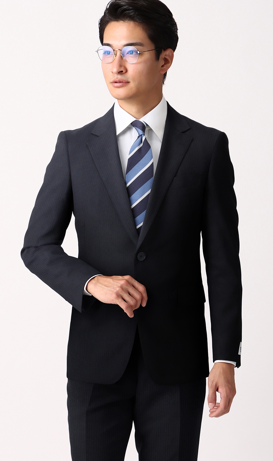 スタイリッシュスーツ《ツーパンツ》《キング&トール》《TioTio PREMIUM》 ネイビー 体型:K体(大きいサイズ),号数（身長）:4号(165cm)