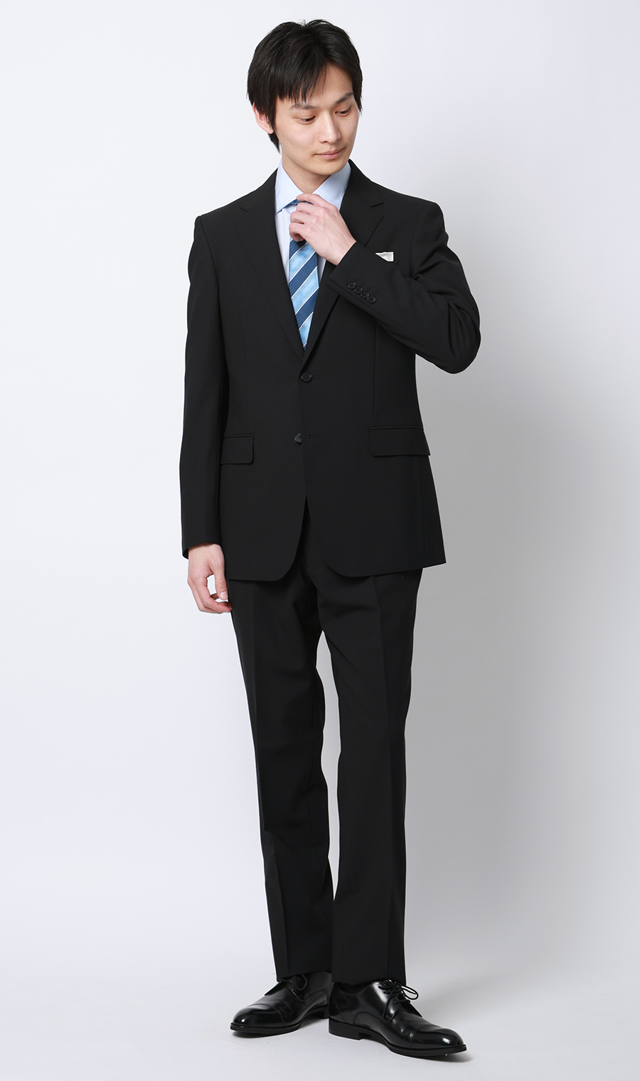 スタイリッシュスーツ【ツーパンツ】【Plastics Smart】 ブラック 体型:A体(標準型),号数（身長）:4号(165cm)