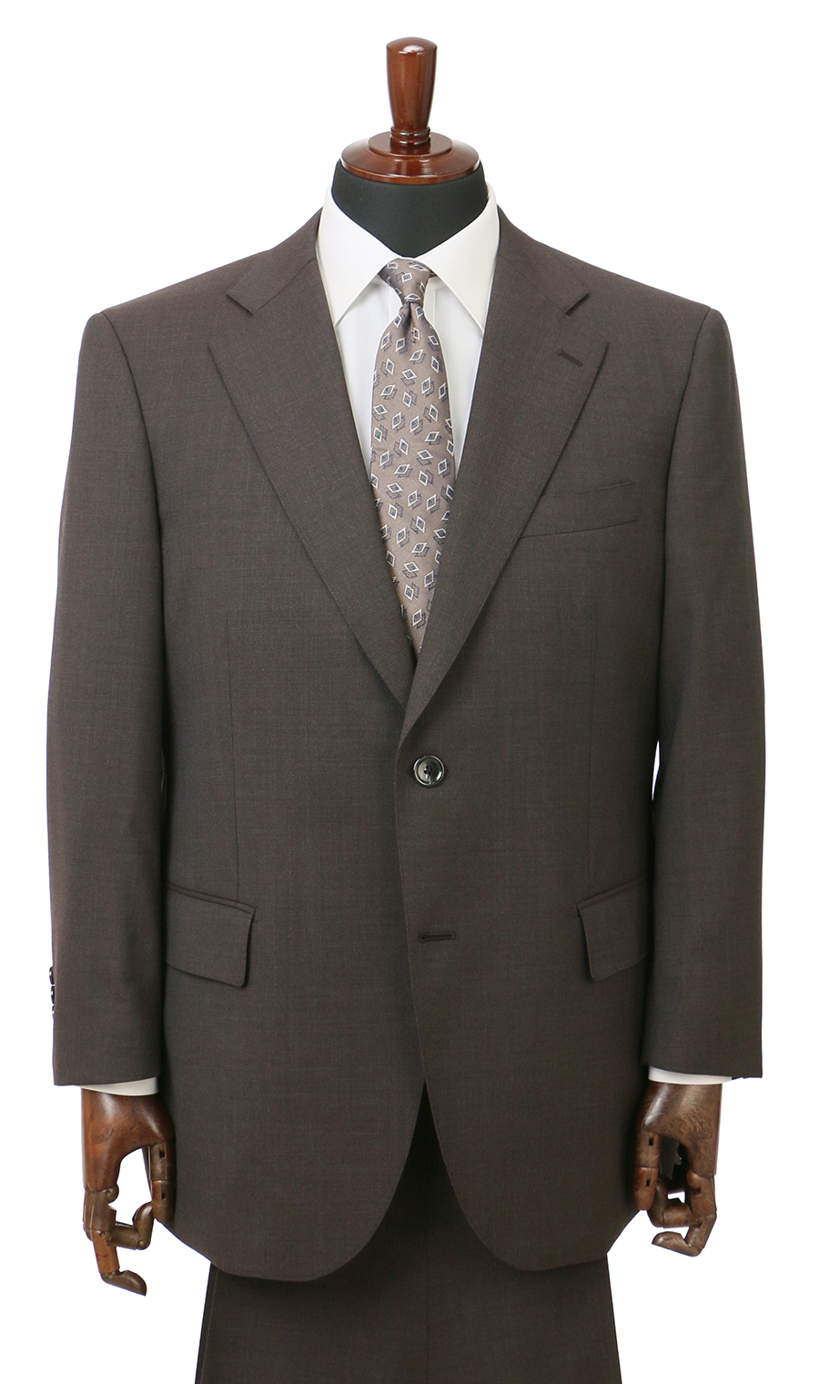 スタンダードスーツ【ツーパンツ】【キング&トール】【Plastics Smart】 ブラウン 体型:E体(大きいサイズ),号数（身長）:4号(165cm)