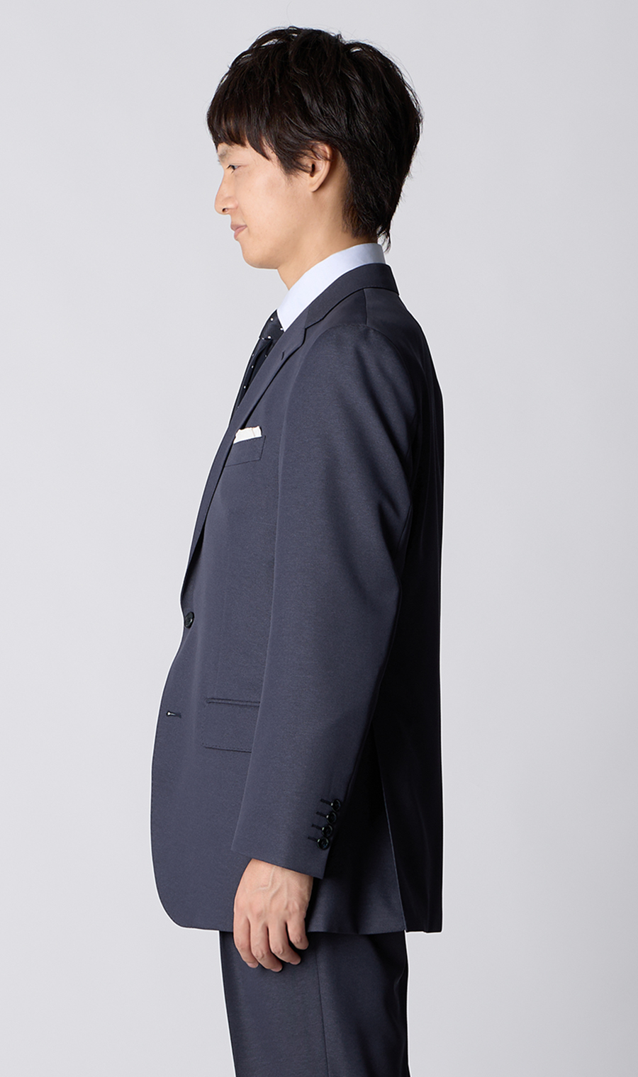 スタンダードスーツ【肩くるしくないスーツ】【ツーパンツ】【Plastics Smart】 ネイビー 体型:A体(標準型),号数（身長）:3号(160cm)