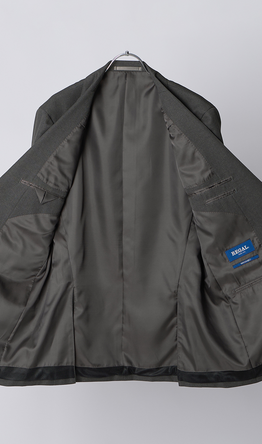 スタンダードスーツ【肩くるしくないスーツ】【ツーパンツ】【Plastics Smart】 チャコール 体型:A体(標準型),号数（身長）:3号(160cm)