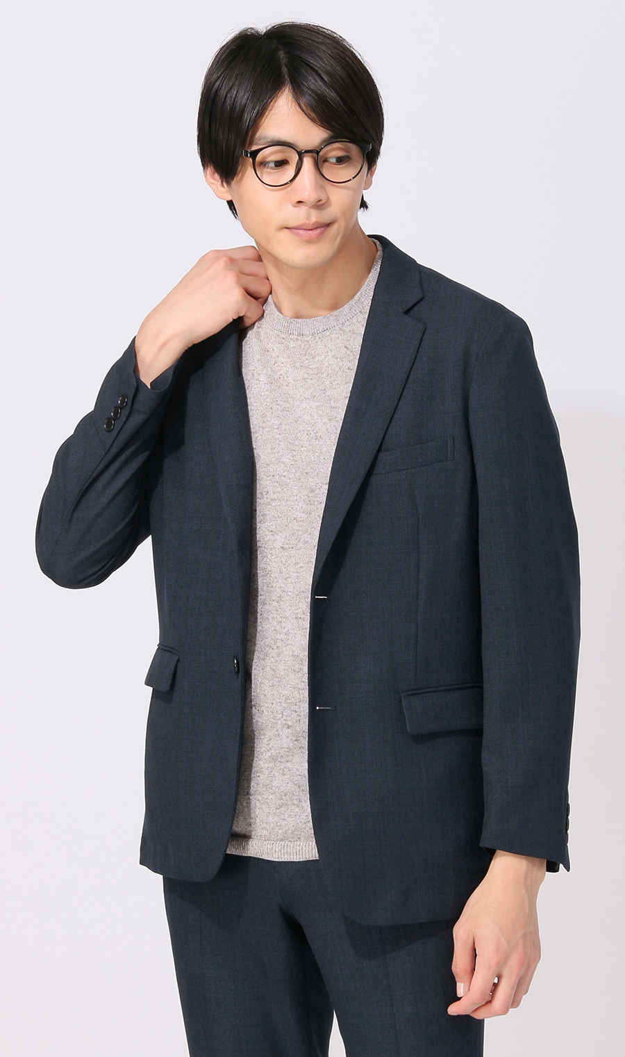 スタイリッシュジャケット《セットアップ着用可》 ネイビー LL